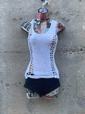 white slit-weave racerback tank